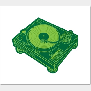 Turntable (Yellow Green Lines + Cadmium Green Drop Shadow) Analog / Music Posters and Art